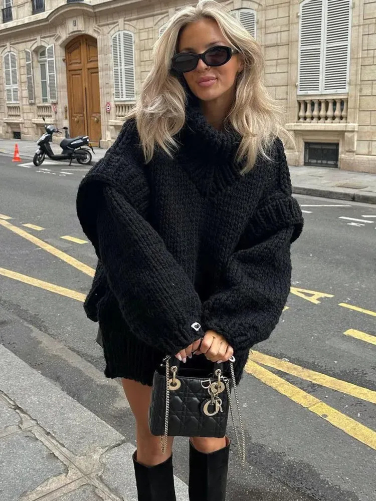 Pull oversize tendance pour femmes | Col roulé