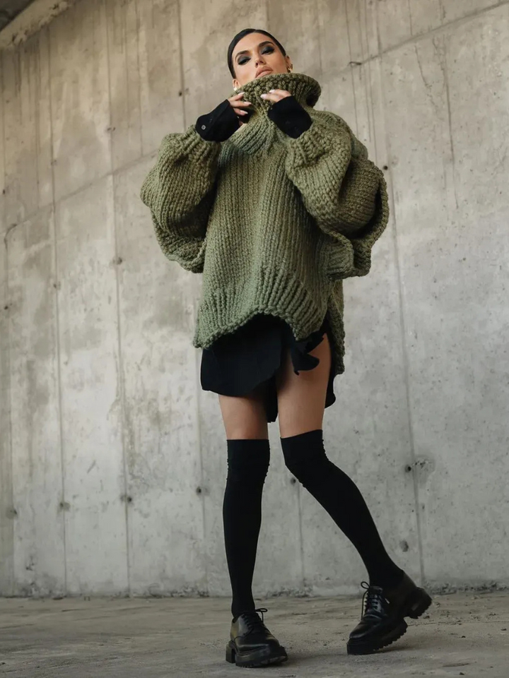 Pull oversize tendance pour femmes | Col roulé