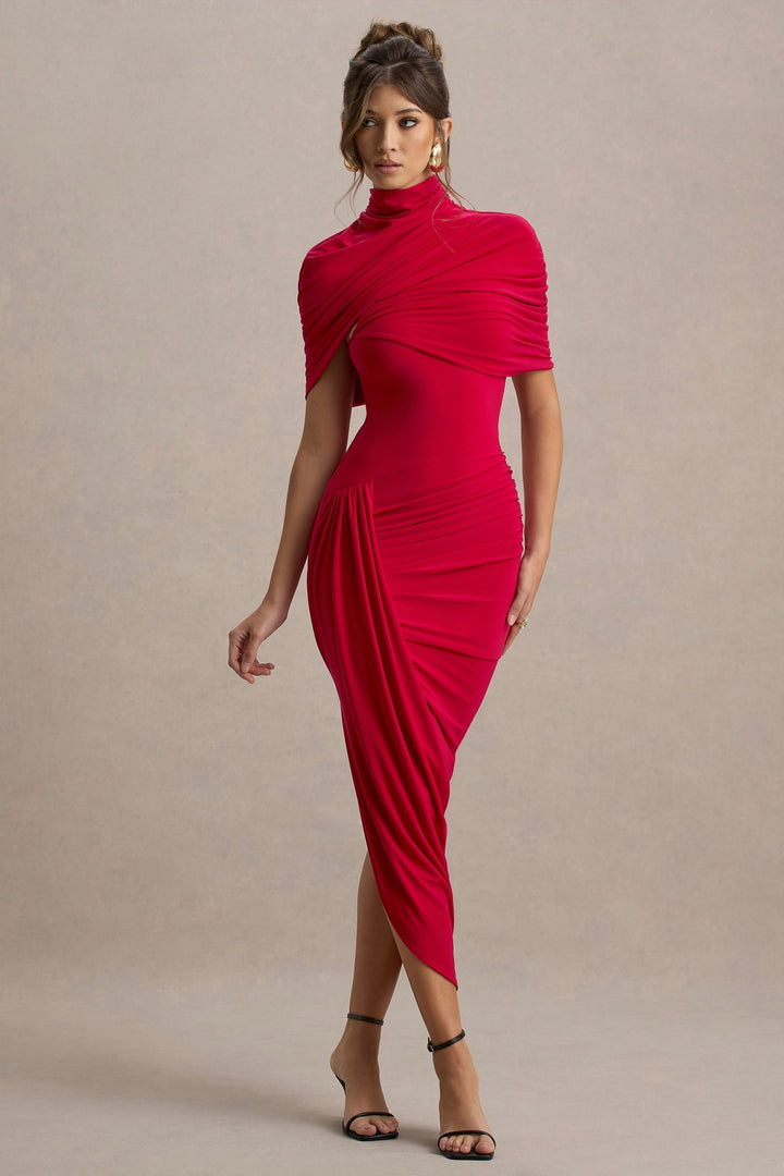 Taylor - Robe Maxi Asymétrique et Tordue avec Cape