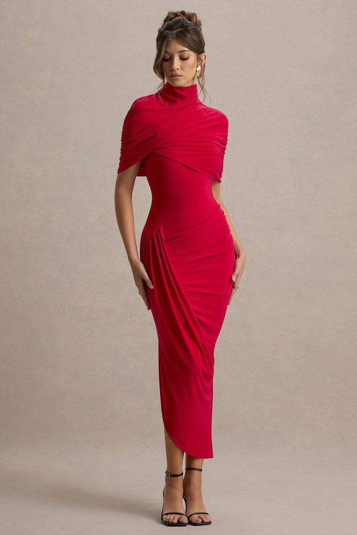 Taylor - Robe Maxi Asymétrique et Tordue avec Cape