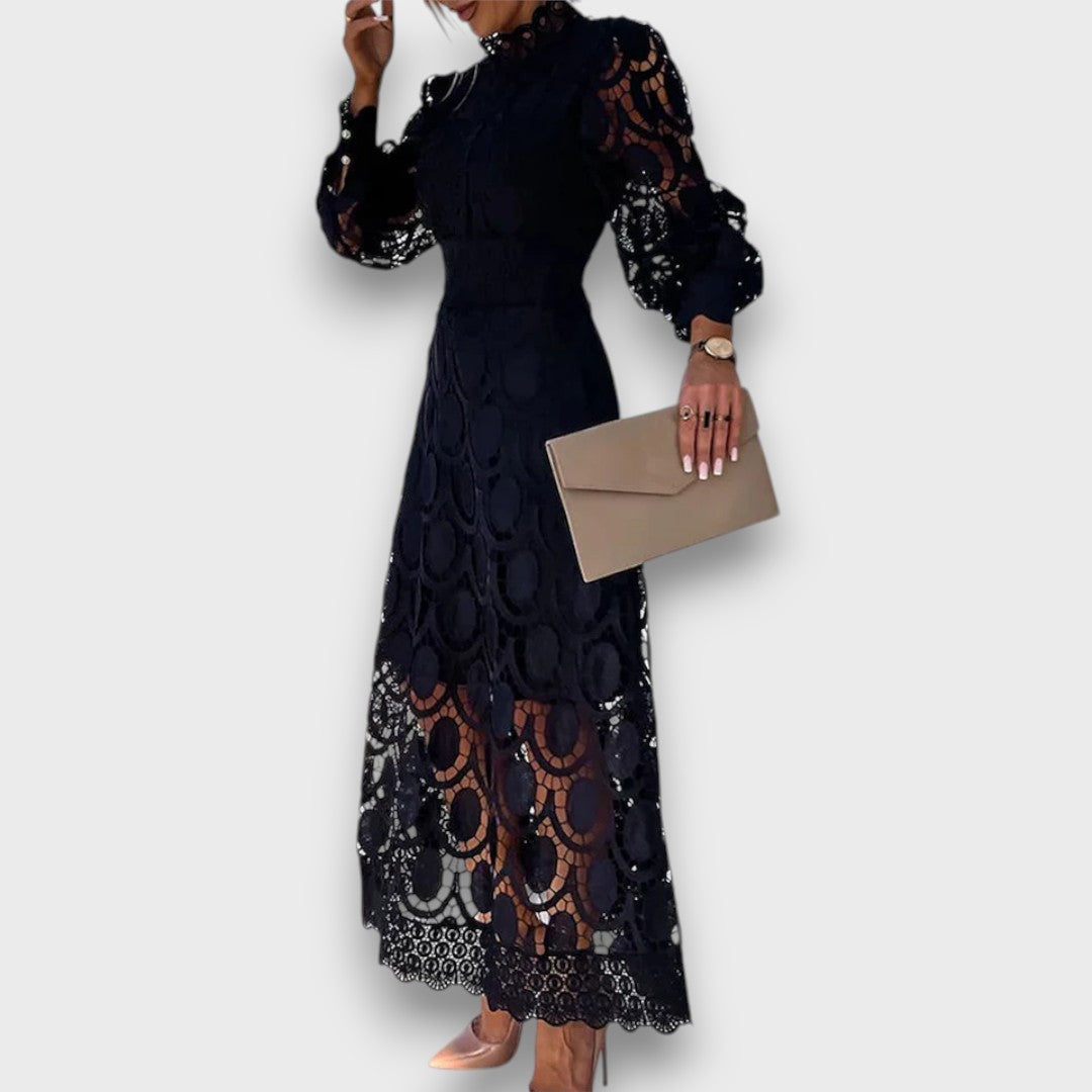 Charlotte – Robe midi romantique avec taille marquée
