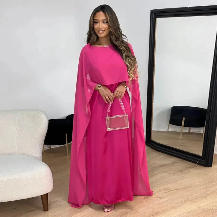 Valentina | Robe Maxikleid avec Cape pour Invités de Mariage
