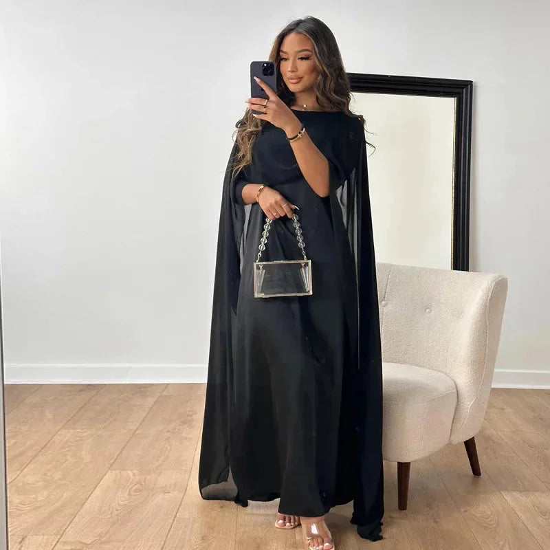 Valentina | Robe Maxikleid avec Cape pour Invités de Mariage