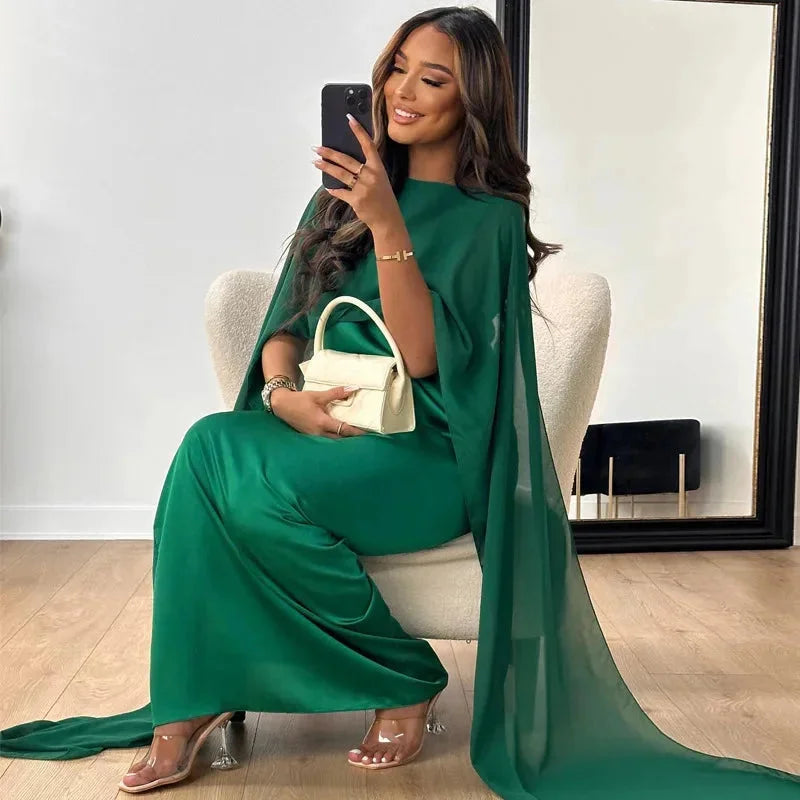 Valentina | Robe Maxikleid avec Cape pour Invités de Mariage
