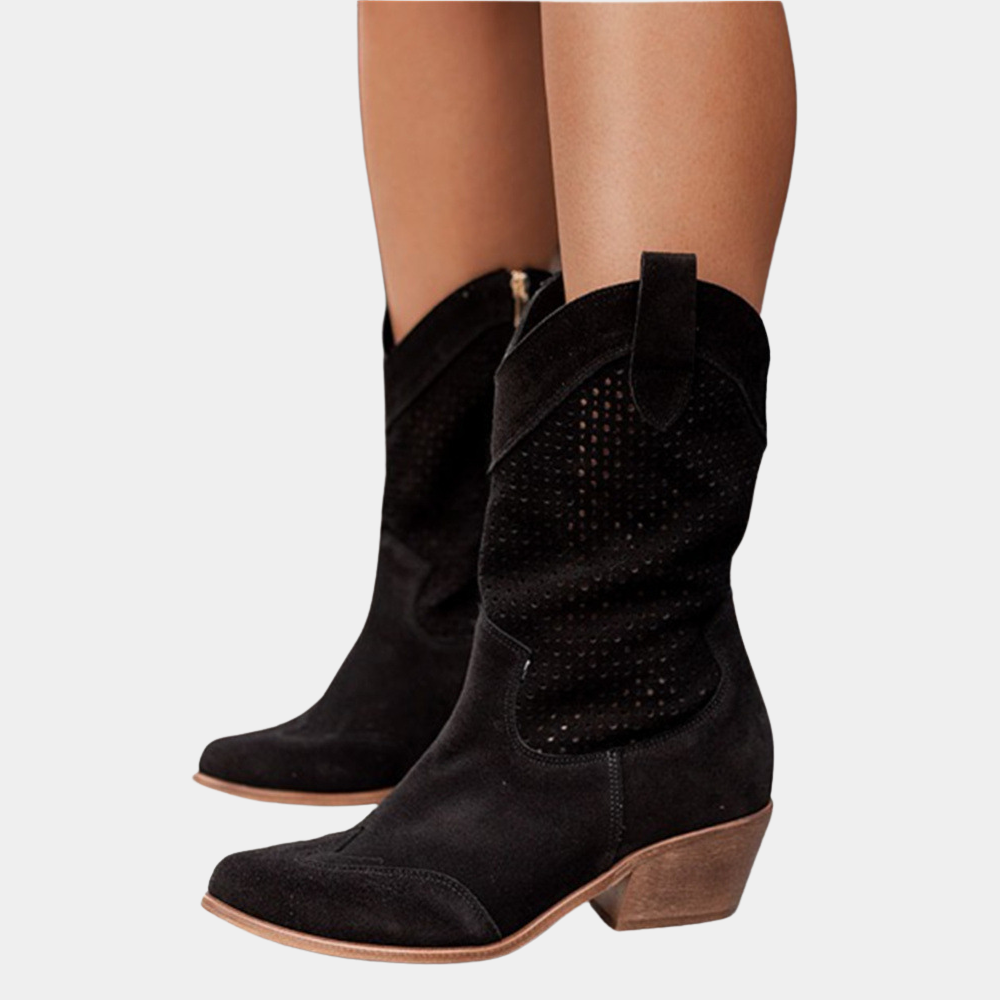 Valentina | Bottes cowboy à talon bloc perforées pour femmes