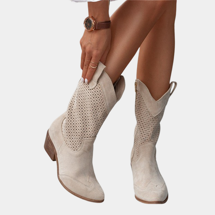Valentina | Bottes cowboy à talon bloc perforées pour femmes
