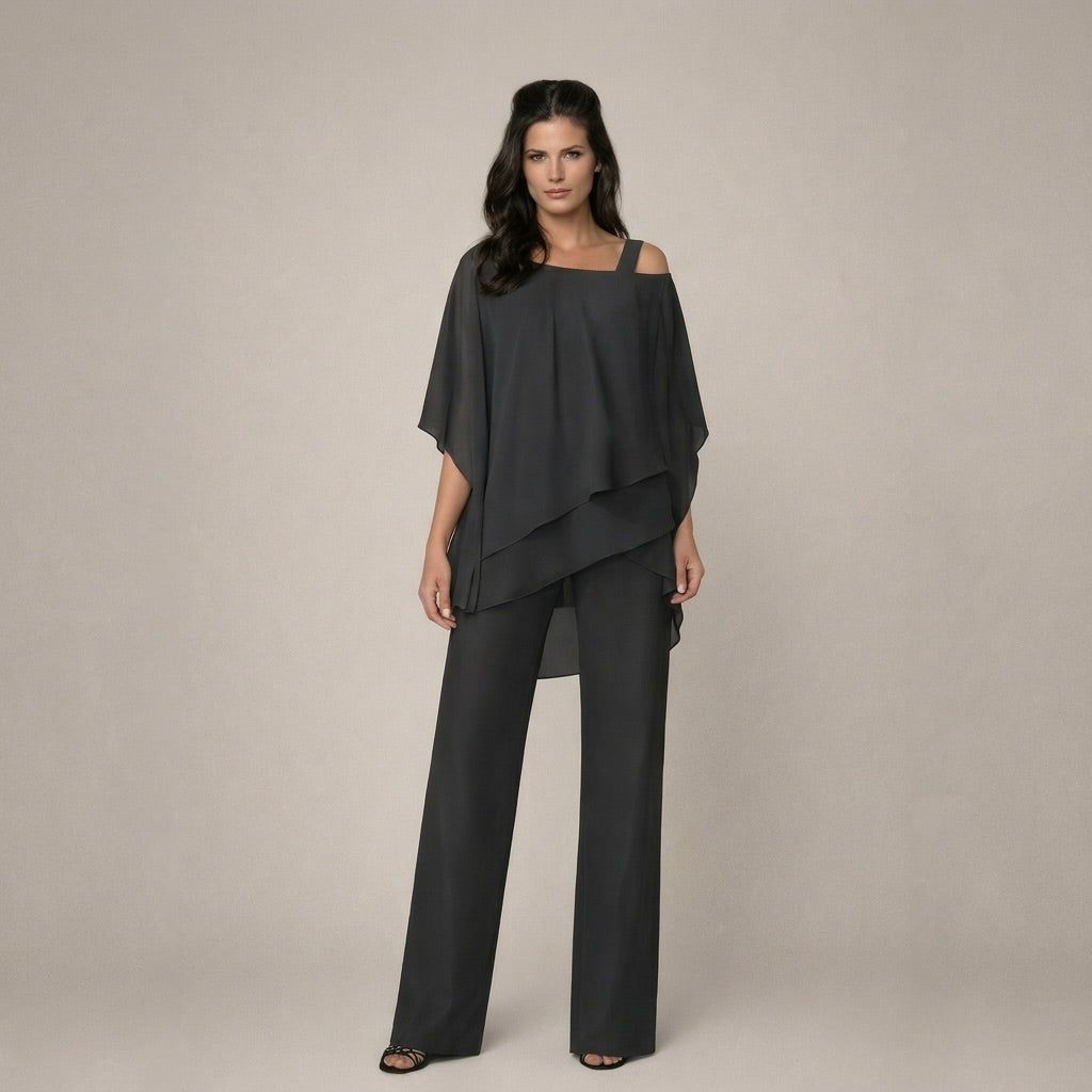 Valeria | Ensemble Haut Asymétrique et Pantalons Large Femme