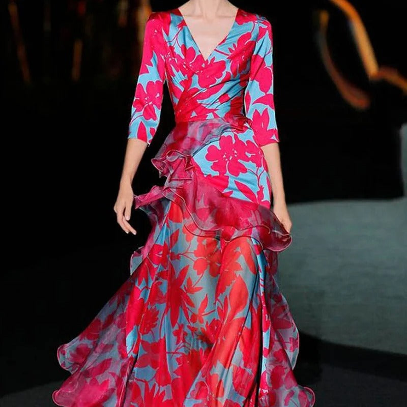 Indie - Robe de soirée à volants en A