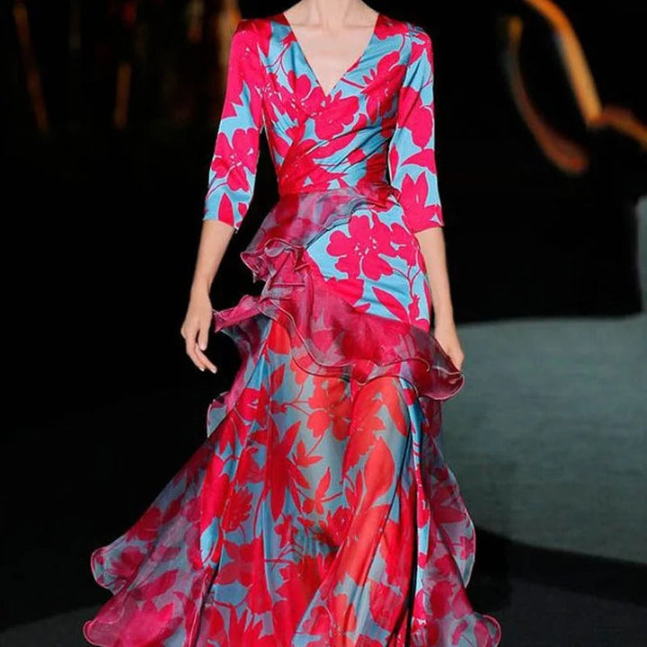 Indie - Robe de soirée à volants en A