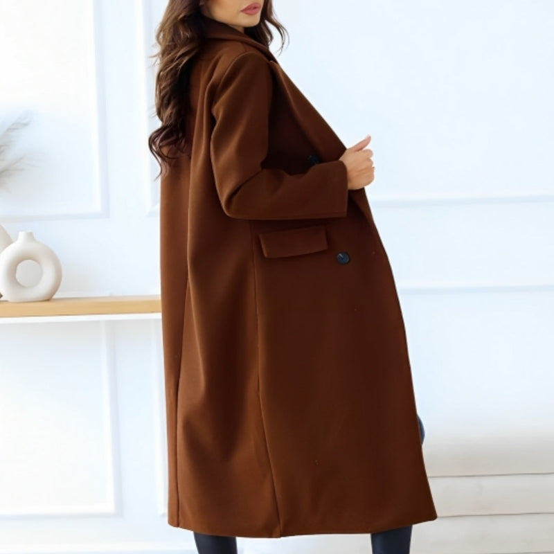 Manteau élégant, luxueux et classique à double boutonnage pour femmes