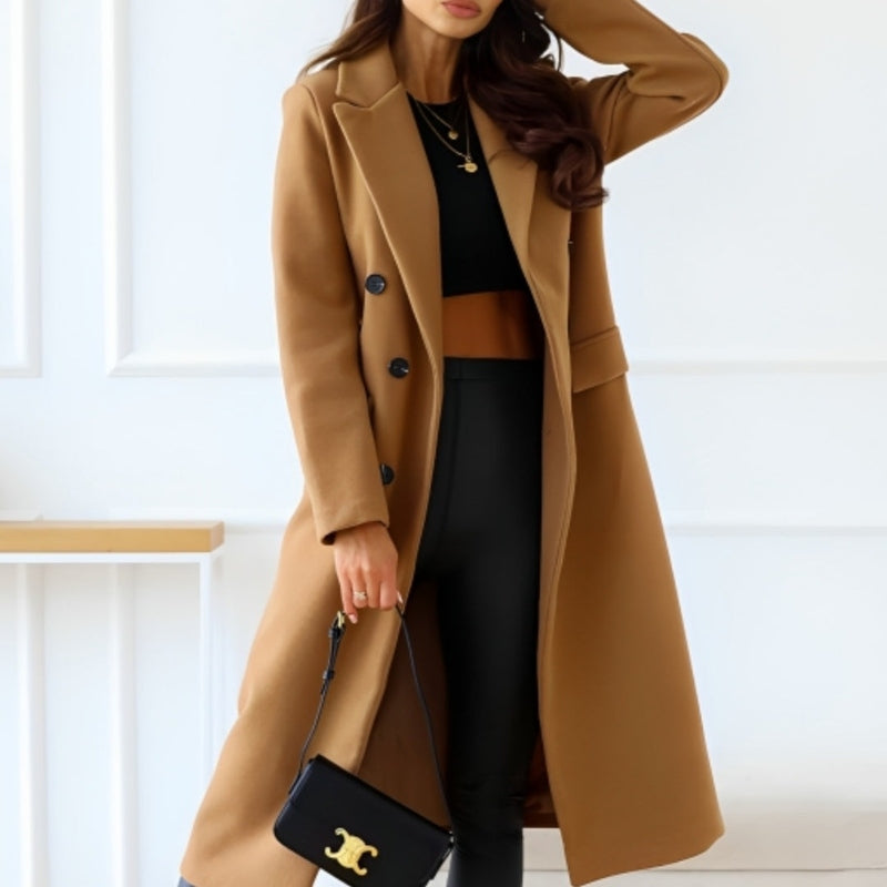 Manteau élégant, luxueux et classique à double boutonnage pour femmes