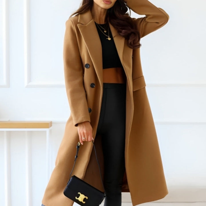Manteau élégant, luxueux et classique à double boutonnage pour femmes