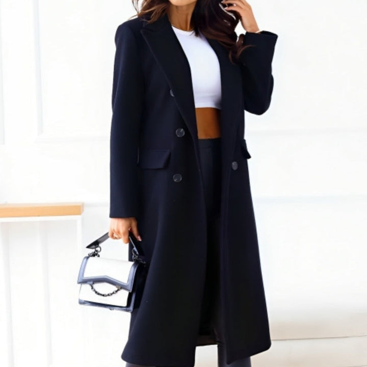 Manteau élégant, luxueux et classique à double boutonnage pour femmes