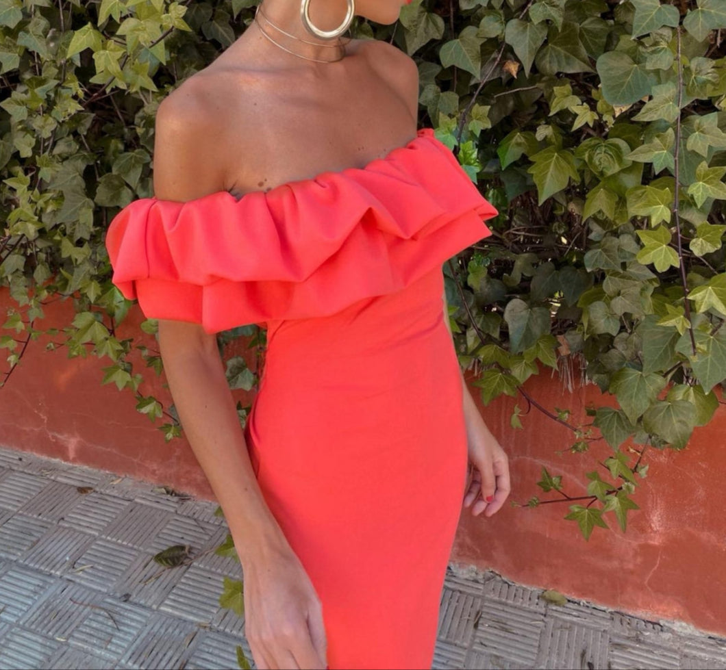 MAYLORA™ | Robe Bodycon à Détail Volant Sans Épaules