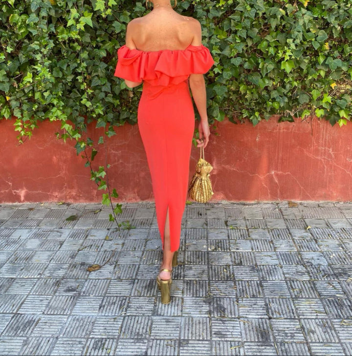 MAYLORA™ | Robe Bodycon à Détail Volant Sans Épaules