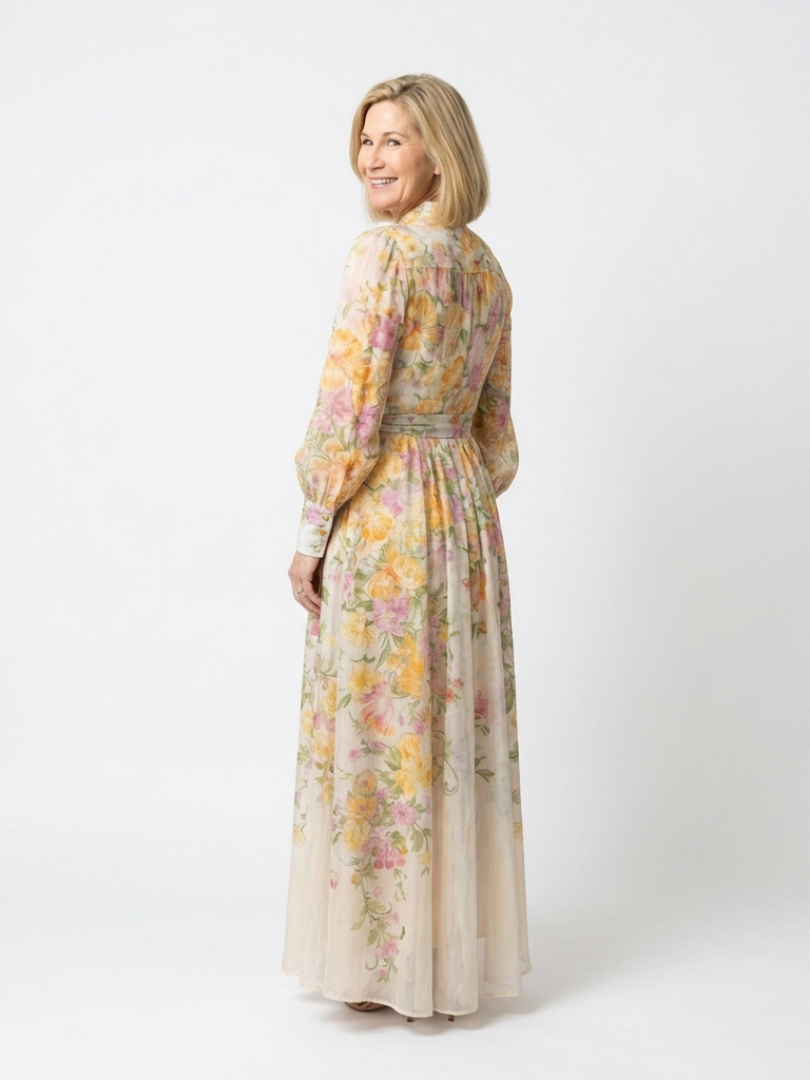 Cressida | Robe maxi florale à manches longues