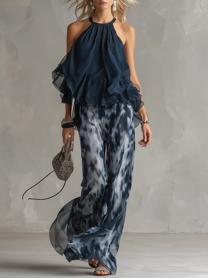 Viviana | Top à Encolure Dégagée pour Femmes avec Pantalon Ample