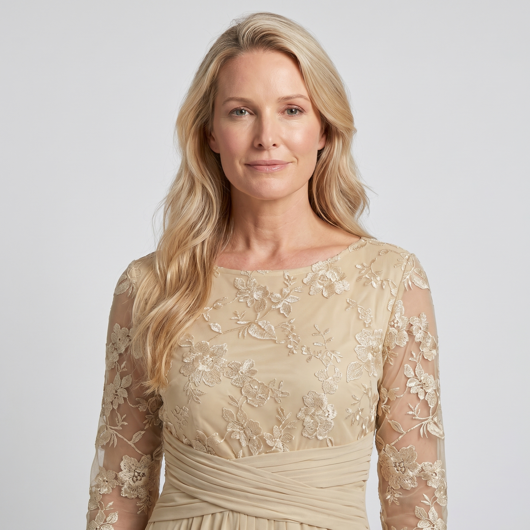 Manuela | Robe mi-longue en chiffon brodée pour femmes