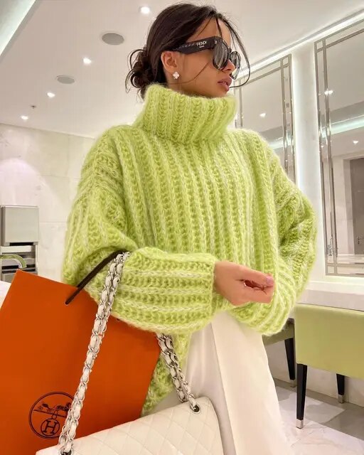 Pull à col roulé en grosse maille pour femme | Hiver
