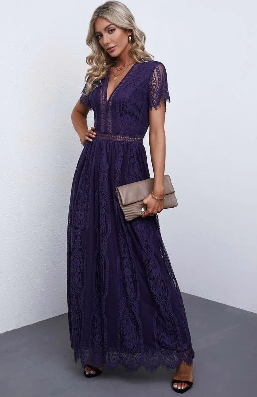 Robe maxi sans manches avec détails en dentelle pour femmes | Idéale pour les occasions formelles