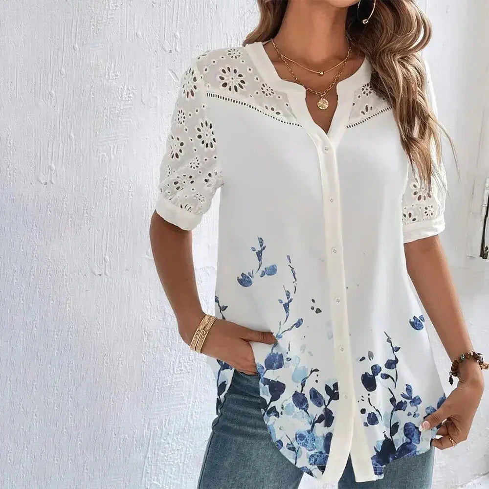 Margaret - Blouse en dentelle à manches courtes