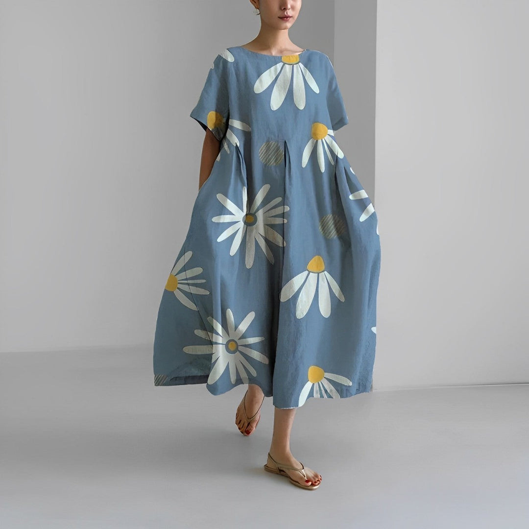Daisy - Robe maxi rétro inspirée avec des volants élégants