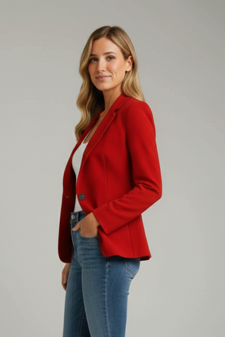 Xenia | Blazer Rouge pour Femmes avec Revers à Pointe