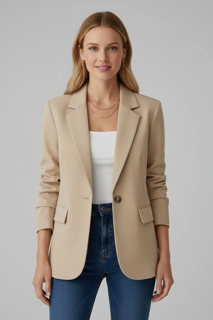 Xenia | Blazer Rouge pour Femmes avec Revers à Pointe