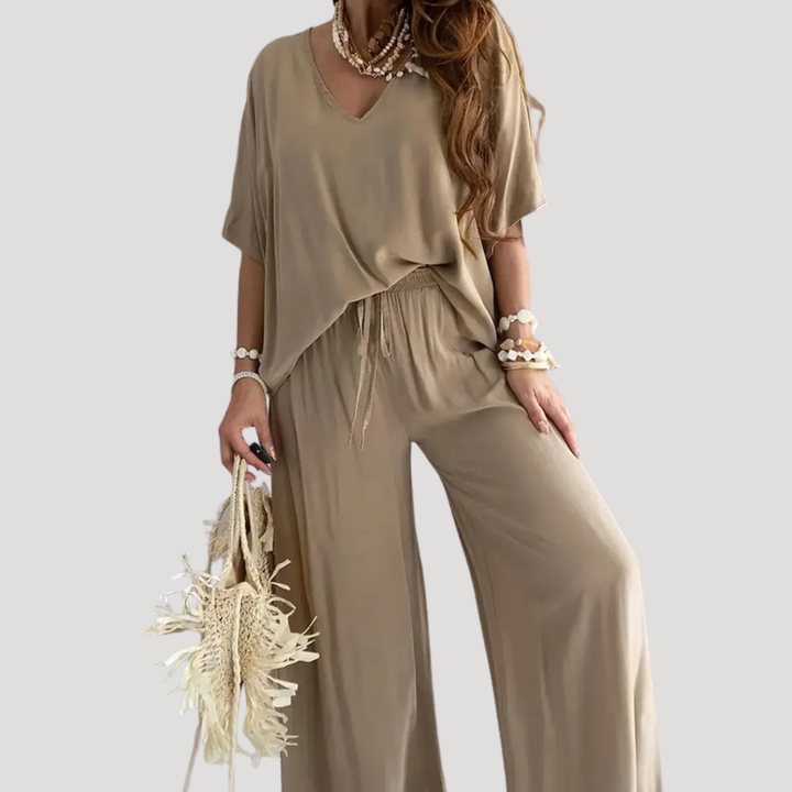 Zivana | Ensemble Femme à Décolleté en V et Pantalon Ample