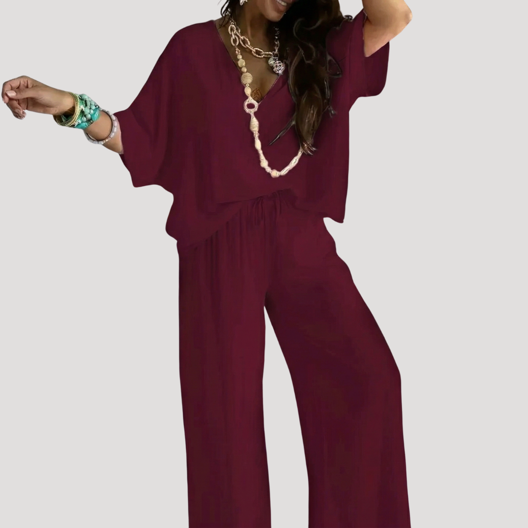 Zivana | Ensemble Femme à Décolleté en V et Pantalon Ample